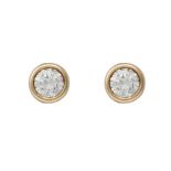 A pair of Diamond by the Yard earstuds by Elsa Peretti for Tiffany & Co., each round brilliant-cut
