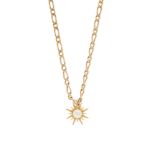 An 18 carat gold and cultured pearl pendant, the star shaped pendant set to centre with a cultured