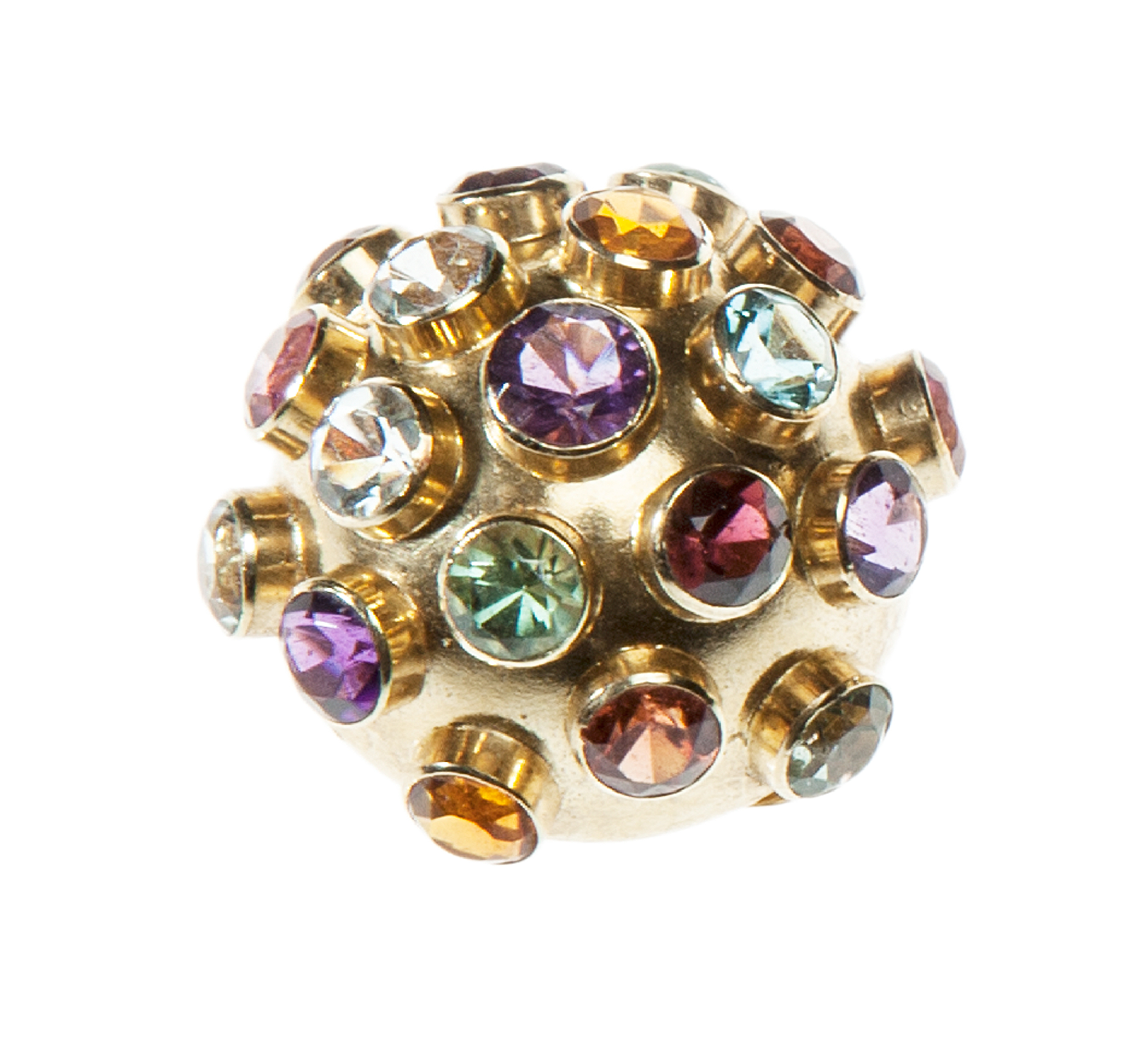 An 18 carat gold gem-set dress ring, the domed design set throughout with collet-set circular-cut