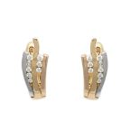 A pair of diamond and 18 carat gold earrings, composed of curved bi-coloured gold rows with round