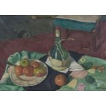 Desmond Stephenson ARHA (1922-1963)Still Life of Fruit and WineOil on canvas, 69 x 50cm (27¼ x 19¾)