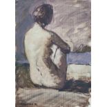 Brian Ballard RUA (b.1943)Seated NudeOil on card, 36 x 26cm (14 x 10)Signed and dated (19)'82Brian