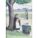 Gerard Dillon (1916-1971)Ice Cream Seller, Botanic GardensWatercolour, 15 x 10cm (5¾ x 4)Signed with