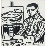 Gerard Dillon (1916-1971)Portrait of an artist as a young manMonochrome watercolour, 20 x 19cm (8