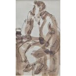 George Campbell RHA (1917-1979)Study of a Man in a BarInk and watercolour, 12.5 x 17.5cm (5 x 7'')