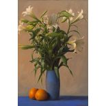 Conor Walton (b.1970)Still Life with Lilies and OrangesOil on canvas, 77 x 52cm (30¼ x 20½)Signed