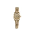 A Lady's Oyster Perpetual Date-just wristwatch by Rolex, 18 carat gold, automatic, sunburst dial,