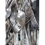 A large collection of plated flatware, c