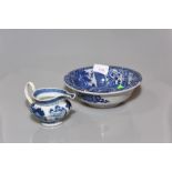 Two pieces of 19th century Chinese blue and white porcelain, a jug and bowl (a/f)