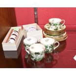 A Coalport green & gold  'Cathay' pattern part coffee set comprising four cups, six saucers and five