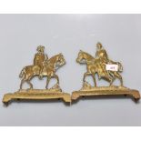 A pair of 19th century brass chimney ornaments