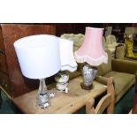 Three modern table lamps, one probably Masons