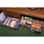 Three boxes of books inc. girl's annuals, novels, biographies etc.