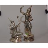 Two 20th Century Tibetan style cast metal figures of dancing figures