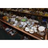 Five trays inc. mid 19th century Copeland dinner wares, Regency lustre ware teacup and saucer,