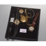 A group of five gent's wristwatches inc. a Hamilton Automatic, tog. with a gent's pocket watch (6)