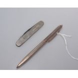 A silver pen, Birmingham 1956, tog. with a silver pen knife, Sheffield 1935 (2)