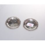 A pair of silver pin dishes, Birmingham, 2.5 troy ounces