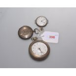 Two 19th century silver ladies fob watches tog. with a silver gents pocket watch (3)