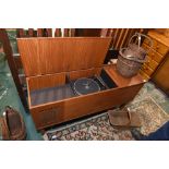 A 1970s teak cased record player fitted with Garrard deck