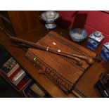 A group of walking sticks of knobkerrie type tog. with an Afghan tribal saddle bag (5)