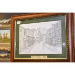 C.J. Harper, Low Petergate, York, pencil, signed and framed