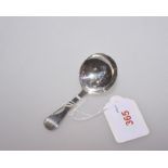 A George IV silver caddy spoon, William Bateman, London 1824, engraved with a monogram.