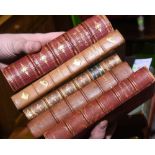 Five variously bound books. Includes: MILTON, Poetical Works, Macmillan, 1906. Half leather over