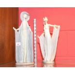 Two Lladro figures of elegantly dresses ladies, 35cm high