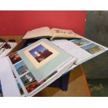 A box of various stamp and postcard albums containing GB and foreign stamps and predominantly