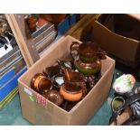 A box containing a quantity of 19th century copper lustre ware (some a/f)