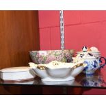 A group of ceramics inc. a 19th century dessert plate, shell-form plate, Chinese bowl etc