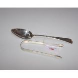 A George III silver serving spoon, William, Peter & Anne Bateman, with bright cut decoration, London
