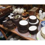 Two trays of 1970s Hornsea Contrast dinner service and tea set (8 place setting)