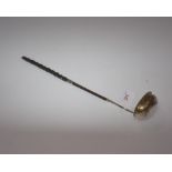 A 19th century horn and silver punch ladle, hallmarked for silver