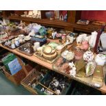 Four trays inc. Sadler and other ginger jars, 1920s dressing table jar, brass cigarette box,