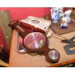 A tray inc. a pond yacht, an oak cased barometer etc