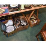 Three boxes inc. kitchenalia, flatware, glass etc