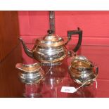 An EPNS Patrician ware three piece tea service comprising teapot, sugar bowl and milk jug