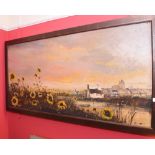 Cavan Corrigan, (20th Century) Sunflowers in the Camargue, signed, oil on board, framed