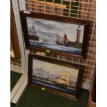 A.J. Walsh, fishing trawlers off Whitby, both signed A.J. Walsh and dated '28, oils on panel,