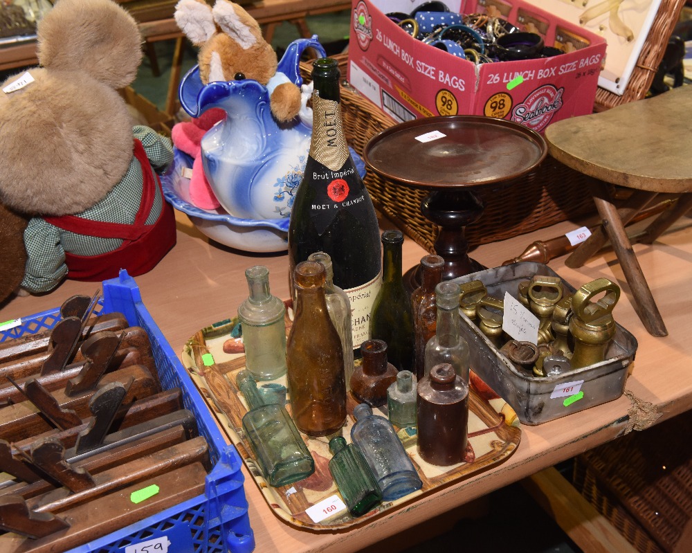 A tray of vintage bottles inc. Bovril