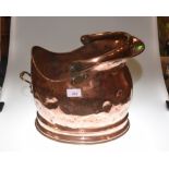 A 19th century copper coal scuttle