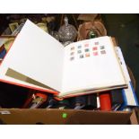 A box containing Tower, Stanley Gibbons, Viscount stamped albums containing a quantity of GB and