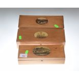 Three Mauchline ware glove boxes with views of York Minster, Grand Parade, Eastbourne and