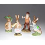 Four Beatrix Potter Royal Albert figures of Mr McGregor, Peter Rabbit and Benjamin Bunny(4)