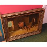 J. Wilson, Horses and foal in a stable, signed and dated '75, oil on canvas, framed