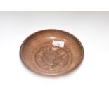 A treen bowl the well carved with a rose