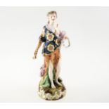 A DERBY PORCELAIN FIGURE OF THE MUSE EUTERPE,(c.1800-1825) standing holding a sheet of music and a