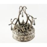 A SOUTH-EAST ASIAN SILVER CEREMONIAL HEADDRESS, POSSIBLY THAI, the domed top with wirework cones and